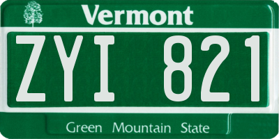 VT license plate ZYI821