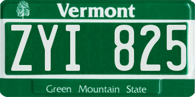 VT license plate ZYI825