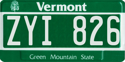 VT license plate ZYI826