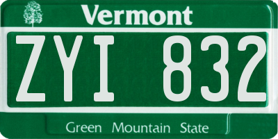 VT license plate ZYI832