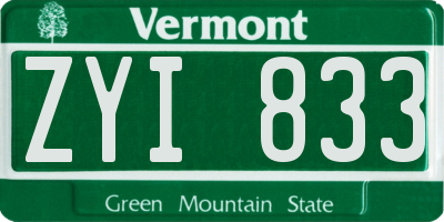 VT license plate ZYI833