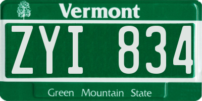 VT license plate ZYI834