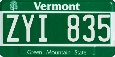 VT license plate ZYI835