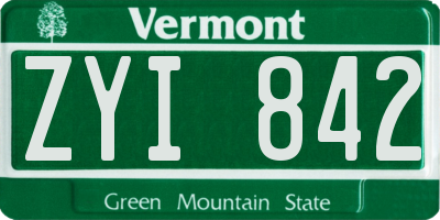 VT license plate ZYI842