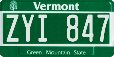VT license plate ZYI847
