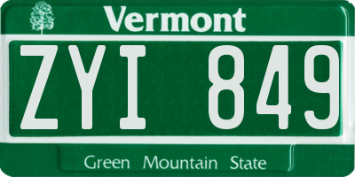 VT license plate ZYI849