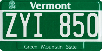 VT license plate ZYI850
