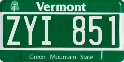 VT license plate ZYI851