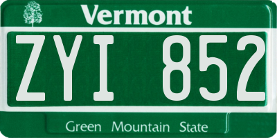 VT license plate ZYI852