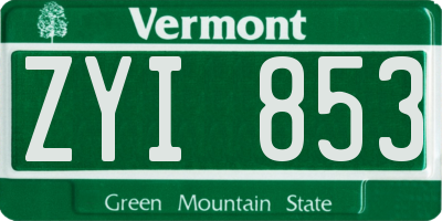 VT license plate ZYI853