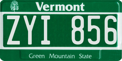 VT license plate ZYI856