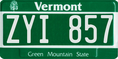 VT license plate ZYI857