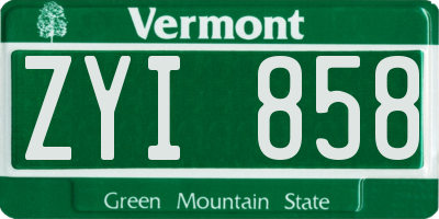 VT license plate ZYI858