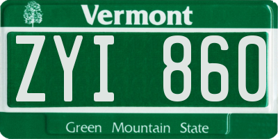 VT license plate ZYI860