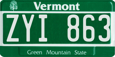 VT license plate ZYI863