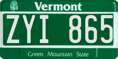 VT license plate ZYI865