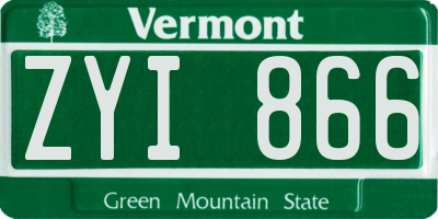 VT license plate ZYI866