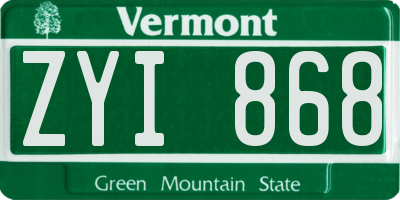 VT license plate ZYI868