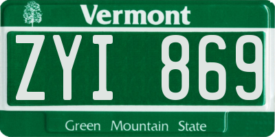 VT license plate ZYI869