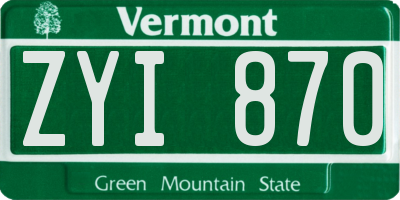 VT license plate ZYI870