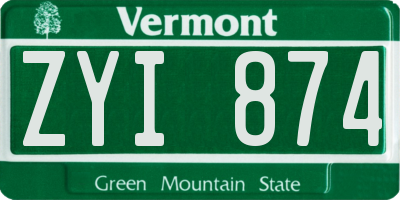 VT license plate ZYI874