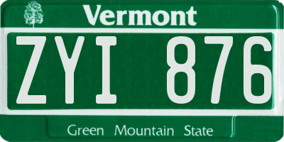 VT license plate ZYI876