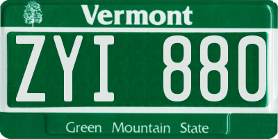 VT license plate ZYI880