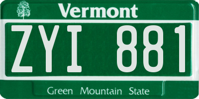 VT license plate ZYI881