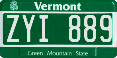 VT license plate ZYI889