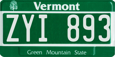 VT license plate ZYI893
