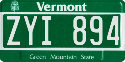 VT license plate ZYI894