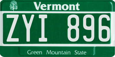 VT license plate ZYI896