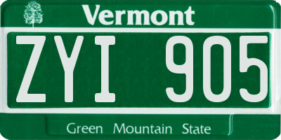 VT license plate ZYI905