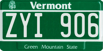 VT license plate ZYI906