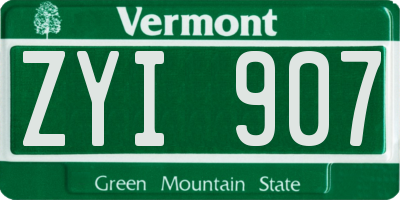 VT license plate ZYI907