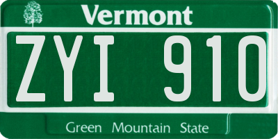 VT license plate ZYI910