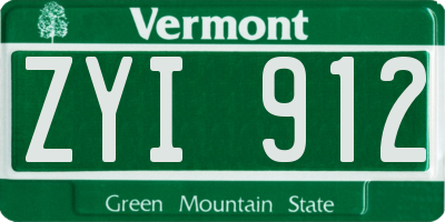 VT license plate ZYI912
