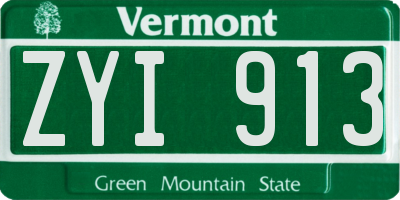 VT license plate ZYI913