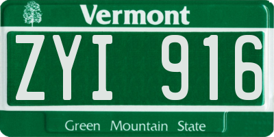 VT license plate ZYI916