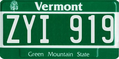VT license plate ZYI919