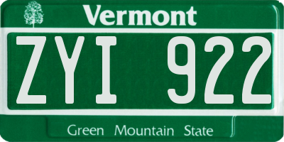 VT license plate ZYI922