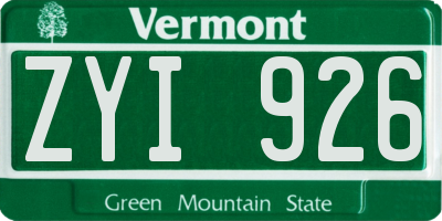 VT license plate ZYI926