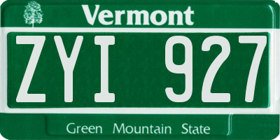 VT license plate ZYI927