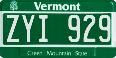 VT license plate ZYI929