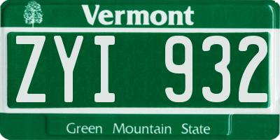 VT license plate ZYI932