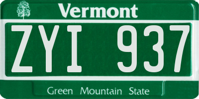 VT license plate ZYI937