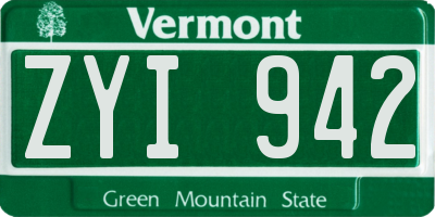 VT license plate ZYI942