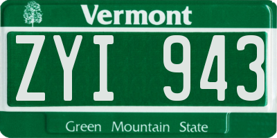 VT license plate ZYI943