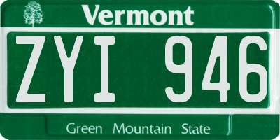 VT license plate ZYI946