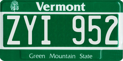 VT license plate ZYI952